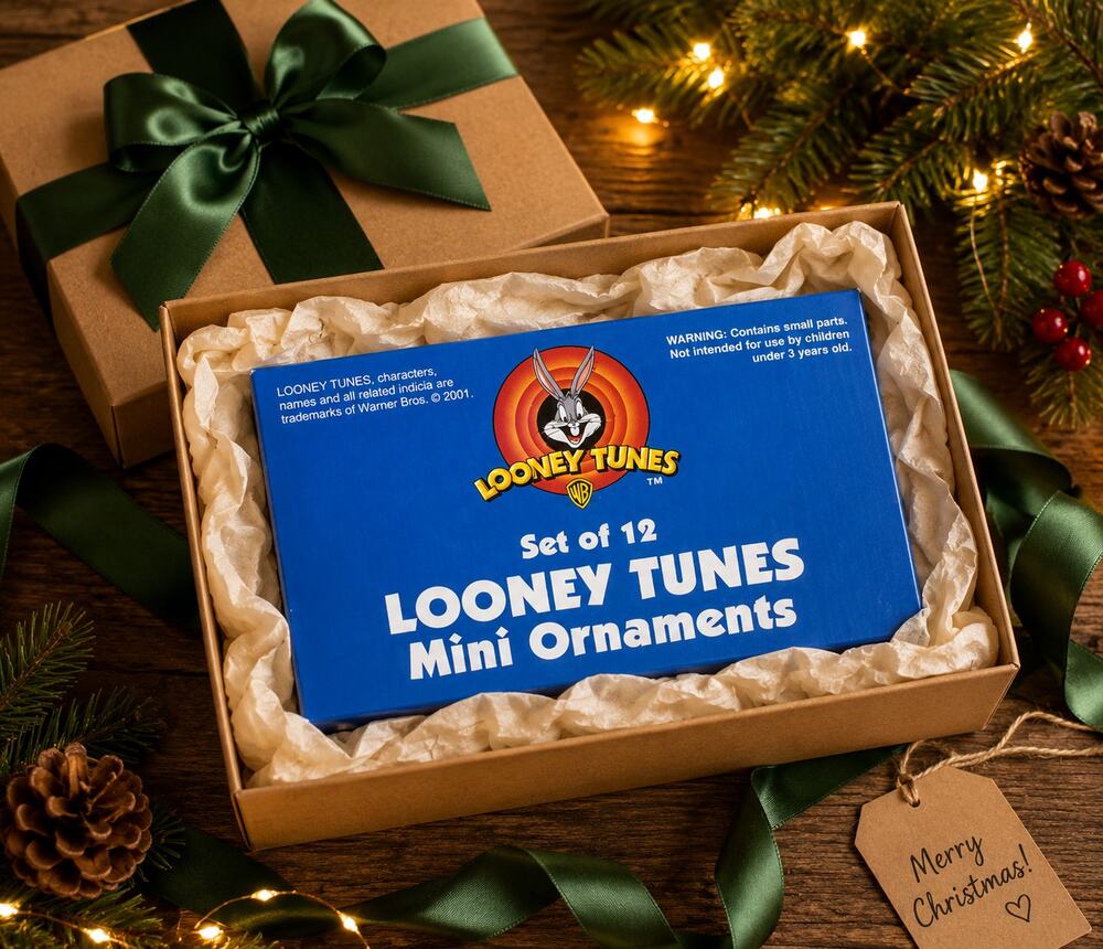 Vintage 2001 Looney Tunes Mini Christmas Ornaments Set Of 12 NIB
